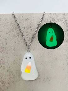 3 Stücke Halloween Mode Ohrringe 3D Stereoskopische Nachtlicht personalisierte Geisteranhänger Halskette Halloween Zubehör Frauen Geschenk