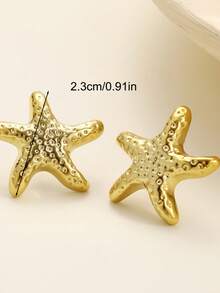 2pcs/Set Simple Boho Style Starfish Earrings, Women Gift For Beach, Vacation, Date, Daily Casual, Party, Vacation Matching - Shape - View 6