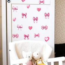 48pcs Pink Bowtie Dr For Bathroom And Bedroom Bow Wall Stickers And Decals Bow Room And Wall Dr Heart Dration Vinyl Peel And Stick Room Dration
