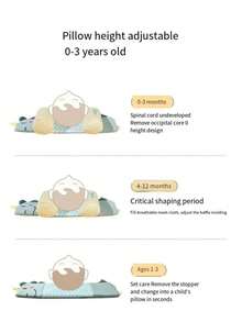 1 件婴儿荞麦枕，新生儿枕头，卡通防扁头枕，柔软透气幼儿午睡枕，育儿配件 - 小恐龍 - 查看 6