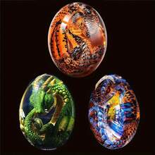 Transparent Crystal Dragon Egg Resin Statue Dinosaur Souvenir Craft Home Decor Gift - Red - View 3