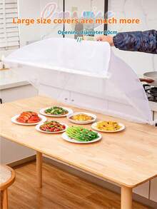 A White Foldable Mesh Table Food Cover, Which Is Fly-Proof And Dust-Proof, And Can Be Reused - White - View 3