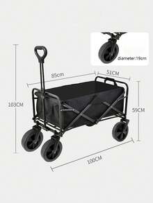 Collapsible Utility Wagon With Quiet Solid Tires, Adjustable Handle, Durable Fabric - Ideal For Camping, Tailgating, Shopping Adventures