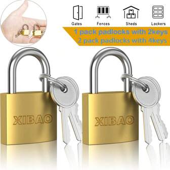 1pc/2pcs Household Faux Bronze Padlock, Multifunctional Anti-Theft Lock, Single Lock With 2 Keys, Suitable For Key-Controlled Doors, Gym Lockers, Clasps, Tool Boxes, Backpacks