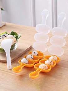 Onigiri Sushi Reiseball Form zum Schütteln und Rollen, Dreifach Onigiri Form, mit Mini Reis Löffel enthalten