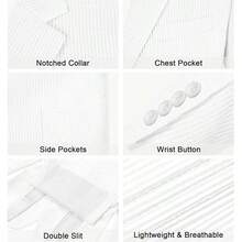 2PCS Men's Seersucker Suit, Mens Summer Spring Striped Seersucker Slim Fit Suit Grooms Lightweight Searsucker Suit For Beach Wedding - White - View 3