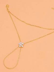 1 pièce Bracelet de doigt floral, bracelet fleur strass design de niche minimaliste pour femmes