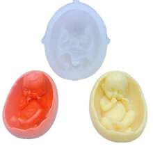 1pc 3D Egg Shell Shape Baby Wax Candle Silicone Mold, DIY Plaster Nursery Rocking Cradle Decor Epoxy Resin Silicone Mold - White - View 1