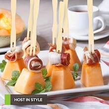 20/50/100/200 件天然竹签、水果叉、汉堡叉、寿司叉、开胃菜牙签、派对装饰棒、生日派对、毕业派对、婚礼、户外烧烤等餐饮用具、学校用品