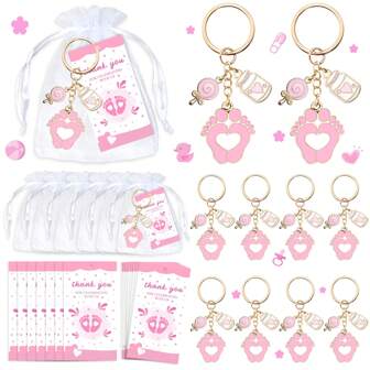 10/20/30 Sets Baby Shower Party Favors Key-Chains With White Sandbags And Thank You Tags Suitable For Baby Shower Decorations Favors Birthdays And Event Decorations Boys And Girls Baby Baby Shower Games Shower Decorations Baby Shower Favours Birthday Decorations Holiday Essentials