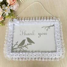 Cartel de bienvenida, cartel de agradecimiento, bandeja, cadena colgante de perlas blancas para cartel de bienvenida, cartel de agradecimiento adherible, suministros para bodas, suministros para fiestas
