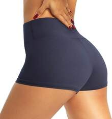 QGGQDD Workout Biker Shorts Women - 3/5/8 High Waisted Tummy Control Spandex Booty Shorts Gym Yoga Volleyball - Navy Blue - View 1