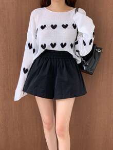 心形设计轻薄宽松针织开衫，适合夏季空调 - 白色 - 查看 3