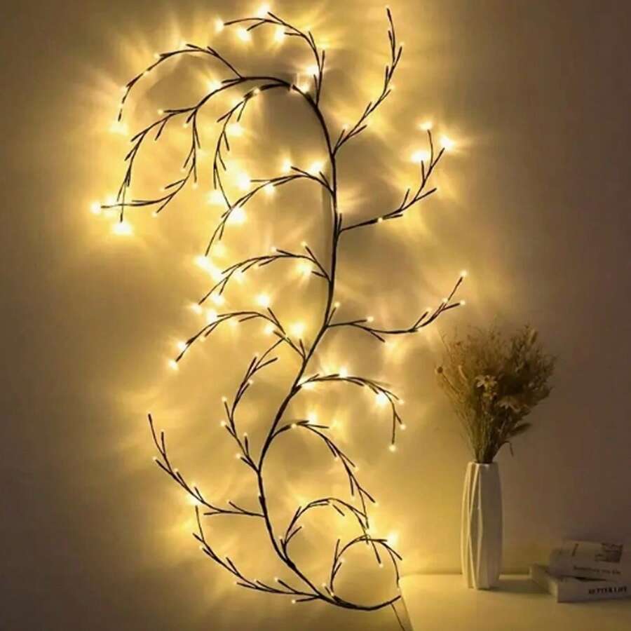 [LED Weiden Wandleuchte] 72 LED beleuchtete 1 Stück Innen Weiden Wandleuchte - Künstliche Pflanzenbaum Zweig Lampe für Schlafzimmer Wohnzimmer Dekoration Ästhetik Halloween Weihnachtsgeschenk