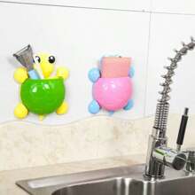 2pcs Animal Toothbrush Rack Turtle Strong Suction Cup Toothbrush Toothpaste Storage Shelf Bathroom Wall Mounted Toothbridge Seat PP+PVC Material Helps You Store Toothbrush Toothpaste Can Also Be Used For Makeup, Brushing, Tableware, Etc. Not Only Practical, But Also Decorates The Wall Space, Making Life Full Of Fun