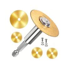 7 pièces de 0,25 pouce de tige hexagonale avec 4 lames de scie rotative de forage (revêtement en titane), disque de scie HSS, lames de coupe pour outils rotatifs