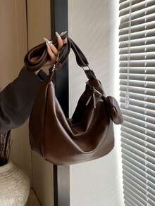 美拉德色时尚休闲女士斜挎单肩包，带零钱包，柔软 PU 材质，适合日常通勤