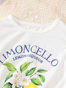 Bộ 2 áo thun tay lỡ in họa tiết hoa thời trang thường ngày cho bé gái và váy hai lớp in họa tiết cạp chun, thích hợp mặc hàng ngày, ở nhà và ngoài trời, mùa hè - Nhiều màu - Xem 6