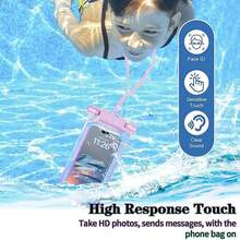Large Floating Waterproof Phone Bag, Suitable For All Mobile Phones, Suitable For Surfing, Pipeline Travel, Beach, Boating, Fishing, Swimming, Kayaking, Snorkeling, Cruise Ships, Water Parks And Other Vacation Travel Essentials, Perfect For Couples. - Hồng - Xem 5