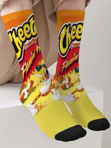 1 par de calcetines unisex con diseño 3D de impresión digital de 360° de una botella azul y una cola, cómodos, transpirables, con diseño de calavera de moda personalizado, adecuados como regalo para vacaciones, vacaciones, creativo e interesante