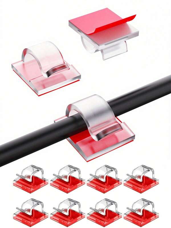30pcs Adhesive Cable Clips For Outdoor, Christmas Light Clips, Decoration Clips, Self Adhesive Hooks Cord Management Wire Holder, Fairy Light Accessories