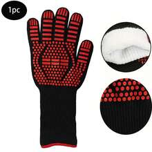 قطعة واحدة من قفازات الشواء المقاومة للحرارة والنار من السيليكون، قفازات الطبخ في المطبخ، مقاومة للانزلاق والتآكل، سهلة التنظيف، مناسبة للشواء والطهي والخبز والتخييم - مقاومة درجات الحرارة العالية، قفازات متعددة الاستخدامات للخارج