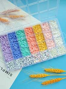 1 Caja de 24/28 piezas de arcilla polimérica simple y de moda, accesorios para hacer joyas DIY para collares, pulseras y diversos artesanías