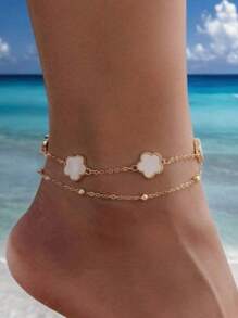 Lucky Clover Flower Anklet For Women, Fashionable New Design Elegant Anklet