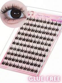100 件 CC 卷曲漫画睫毛风格自然假睫毛 - 无需胶水，轻盈日常佩戴，可重复使用，轻松 3 秒粘贴，自粘无胶假睫毛 - 即时 3 秒按压睫毛，可重复使用，强力定型，无需凌乱胶水睫毛簇，睫毛簇，单根睫毛，睫毛，假睫毛