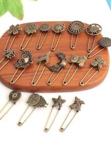 5/10/20pcs Assorted Vintage Style Alloy Brooch, For DIY Jewelry Making