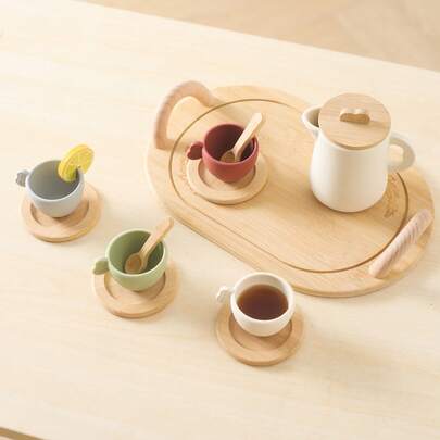 幼儿角色扮演下午茶套装，可水洗柔软硅胶玩具，早教角色扮演玩具套装