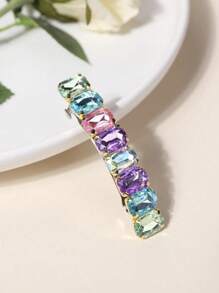 1pc The Sparkling Rhinestone Fixed Spring Clip And Delicate Gold Edge Light Up The Shape, Suitable For All Travel Matches