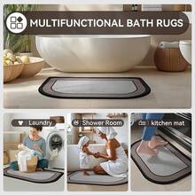 Ultra Thin Bathroom Rugs Mat - Round Bath Rugs Grey 16x24-Holidaygift - Brown - View 9