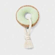 9.5" Donut Plush Rope Dog Toy - White - View 2