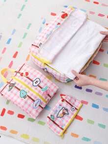 5个装可爱便携式旅行收纳袋，旅行衣物内衣鞋收纳袋防水行李箱衣物收纳袋，防水旅行行李收纳衣物收纳盒，开学季行李收纳袋，可收纳衬衫、袜子、内衣，非常适合户外旅行、商务旅行、露营和徒步旅行！开学季，旅行配件，旅行必需品，旅行包，假期，学校用品，收纳袋，宿舍必备品，大学 - 彩色 - 查看 7