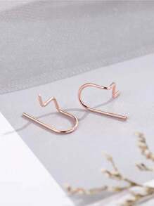 S925 Sterling Silver Line Earrings, Ear Hole Geometric Earrings, Minimalist Style, Mini Compact Earrings, Suitable For Women To Wear On Various Holidays