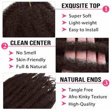 Marley Twist Braiding Hair 18 Inch Marley Twist Hair Long Cuban Twist Hair 1/3/8 Packs Ombre Blonde Afro Kinky Curly Twist Crochet Hair Synthetic Marley Hair Extensions - Black Brown - View 4