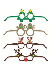 9/18 piezas - Gafas de papel de Navidad, con diseños adorables de Papá Noel, muñeco de nieve y árbol de Navidad, para decoración navideña