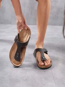 Men Sandals Flip Flop Sandals With Adjustable Buckle Straps Arch Support Slides Comfortable Walking Thong Sandals For Men Indoor Outdoor - Brown - View 3