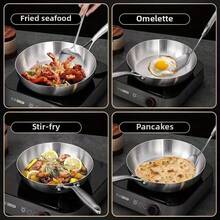 High Quality Three-Layer Stainless Steel Frying Pans, Deep Frying Pans, Uncoated Non Stick Frying Pans, Household Frying Pans, Electromagnetic Cooking Pans, Dishwashers, And Ovens Are, Fast, And Evenly Heated, With Heavy-Duty Detachable Handles - Multicolor - View 12
