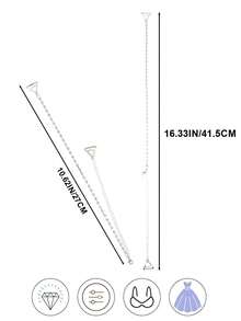 1pc Women's Sparkly Rhinestone Strap Elegant Copper Body Chain, Sexy Invisible Bra Strap Lingerie Accessory, For Rave - Silver - View 10