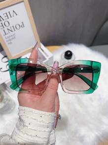 1pc Women's Fashion Square Glasses, High Quality Gradient Frame, Street-Style PC Temple, Spring-Loaded Legs, Versatile & Vintage For Daily Wear