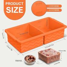 Silicone Freezer Tray With Lid - 2 Cup Soup Freezer Container Molds - Large Cube Tray - Silicone Freezer Food Molds Freezing & Storing Soup, Sauce, Broth, Leftovers (2 Pack) - trái cam - Xem 2