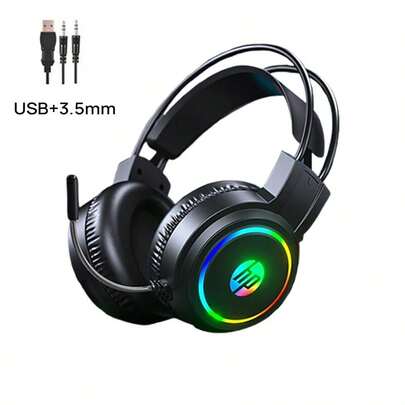 HP Casque de jeu H100, unité de 50 mm, grand haut-parleur, microphone omnidirectionnel, prise de son claire, éclairage cool, cache-oreilles complets, réglage du volume, bandeau adaptatif, version standard noire