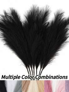 5/10/20 件黑色仿蒲苇人造芦苇蓬松人造假花波西米亚风格装饰，适用于婚礼派对装饰、居家客厅卧室装饰、花瓶布置、DIY 摄影道具、假植物、秋季装饰、房间、书桌、花园装饰、房间、情人节、生日毕业礼物、秋季装饰、秋季