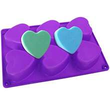 3 paquetes de 6 cavidades en forma de corazón Molde de silicona morado rojo marrón molde para hornear top cake de findTop molde de galletas de chocolate bandeja de cubitos de hielo molde de jabón - Marrónrojo - Ver 3