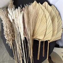 A Set Of 45pcs Of Dried Pampas Grass Decorations, Including 4 Dried Palm Leaves, Large Dried Palm Spears, And Dried Flower Bouquets Suitable For Bohemian Weddings, Home Parties, Kitchen Vases, Farmhouse Table Arrangements, And Anniversary Decorations. Gifts Birthday Graduation,Fall Decor,Autumn - Beige - View 11