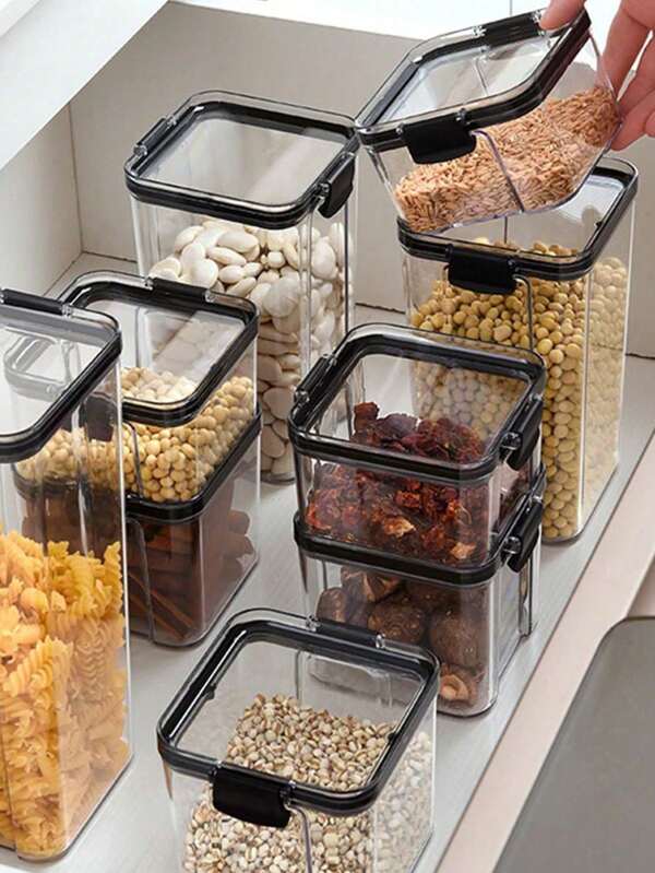 Square Kitchen Storage Jar, Transparent Food Storage Box 1 Piece