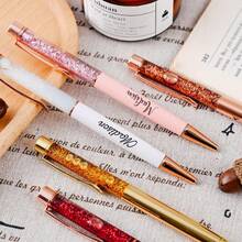 1PC Personalized Engraved Glitter Ballpoint Pen, Customized Quicksand Ballpoint Pen,Gift For Women, Stationery, Office Accessories,Writing Tools, School Supplies,Back To School
