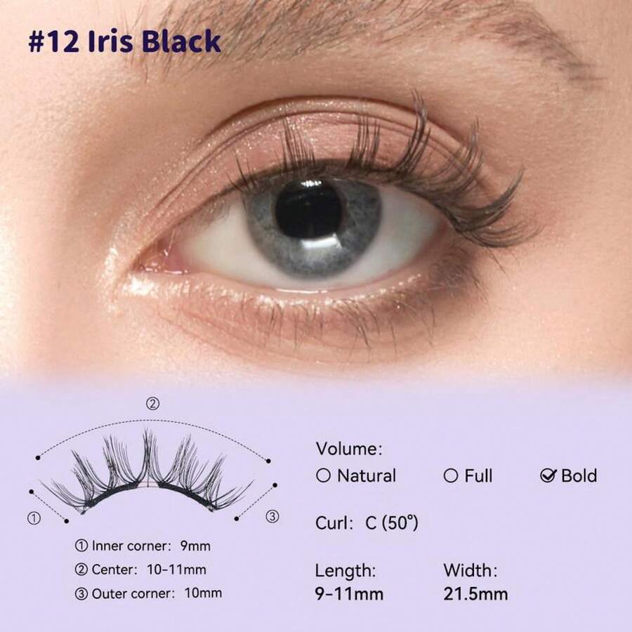 Wosado Soft Magnetic Eyelashes All-In-One Box, Bearisbug Limited Edition Magnetic Eyelash Extensions, Waterproof, Reusable, Glue-, Eyeliner-Makeup Cosmetic - #12 Iris Black BearisBug Tất cả trong một - Xem 1